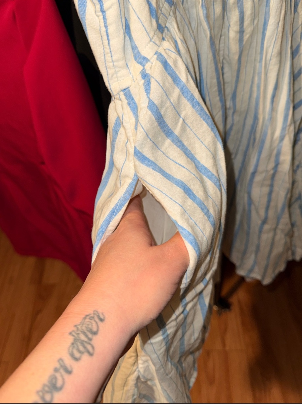 aerie Cream and Blue Striped Mini Dress - Picture 4 of 4